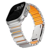 Titanium Rubber Strap for Apple Watch Ultra 3/2/1 49mm 10 11 46mm Luxury Band for Iwatch 9 8 7 45mm 6 SE 3 44mm 42mm Accessories 42mm 44mm 45mm &B black