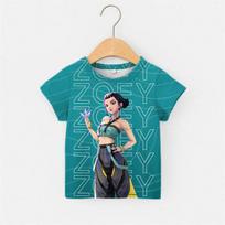 kpop Witch Hunter Rumi Mila Zoi short-sleeved summer casual T-shirt for boys, girls and children 170 blue