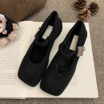 Gray Mary Jane fluffy shoes women's winter wear retro woolen thick heel single shoes women's velvet high heels 40 black