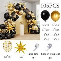 Black Balloons Garland Kit Gold Confetti Balloon Arch Gold Explosion Star Foil Globos Home Birthday Party Baby Shower Decoration AS Picture beige