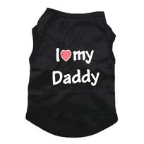 Cute Summer Dog Vest Sleeveless I Love My Mommy/Daddy Pet Clothing Casual Soft Puppy T-Shirt for Small Medium Dog XS black