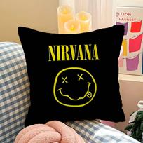Nirvana Band Magazine Classic Anime Pillow Covers Sofa Decorative Home Doublesided Printing Short Plush Cute Cushion Cover 30x30 cm beige