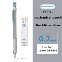 Pentel Mechaninis pieštukas GraphGear 500 Nepertraukiamas švinas Automatiniai pieštukai Profesionali meno komiksų piešimo rašiklis Mokyklos naudingos priemonės gray