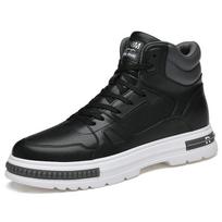 Men's Height-Boosting Martin Boots: 8cm Lift, Casual High-Top, Thick-Soled, Wear-Resistant Sneakers for Autumn and Winter Size 39 black