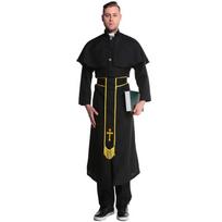 Unikalus porų kostiumų rinkinys Helovinui su kunigo ir vienuolės dizainu, dydžiai M-XL Male Yellow,M black