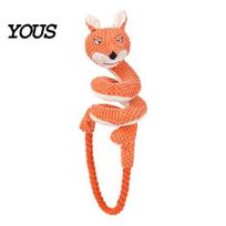 Comfortable Plush Toys for Pets Dog Tug Rope Toy, Cute Fox Rabbit Squeaky Chew Toy with Crinkle Paper, Pet Stress Relief Home Pull Interactive oranžinė