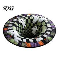 Indoor Party Floor Coverings 3D Halloween Round Rug, Ghost Skeleton Optical Illusion Area Mat, Mats Quilted Spooky Depth Non-slip Rug for Living Room 60x60cm B