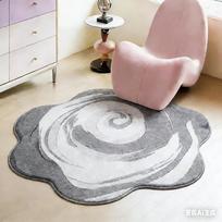 Gradient Color Rug Thicken Washable Carpets for Living Room Flower Shape Bedroom Decor Plush Carpet Fluffy Soft Lounge Floor Mat 80x80CM