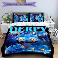 3pcs Kpop Demon Hunters Derpy pattern bedding set duvet cover set includes duvet cover &pillowcases, perfect all season bedroom decoration & gift 140cmx200cm