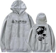 Unisex NieR Automata 2B Yorha Hoody Vyrams ir Moterims Šaunus Hip Hop Puloveris Džemperis 3XL gray