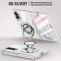 Luxury Hard PC Case For Samsung Galaxy Z Fold8 Fold 8 360° Rotating Magnetic Stand Hand Strap Metal Lens With Glass Screen Cove Galaxy Z Fold 8 Wide white