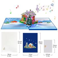 Muzikinė Kalėdinė Kortelė, 3D Pop-Up Kalėdinė Kortelė su Muzika ir Šviesa