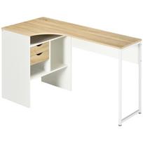Kampinis rašomasis stalas su 2 stalčiais 120 x 60 cm L formos stalas su 3 atviromis lentynomis Kompiuterio stalas mokymuisi, darbui, miegamajam, namams Šviesaus ąžuolo apdaila