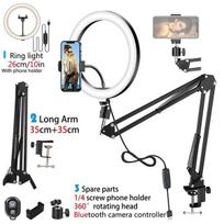 Asmenukių lazda ("Selfie sticks") LED Selfie žiedinė šviesa su sulankstomu kojeliu tripodui YouTube transliacijoms - 10 colių šviesa