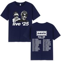 British Rock Band O-Oasis Live 25 Tour T-Shirts Mens Women Casual O-Neck Short Sleeve T Shirts Fans Gift Fashion Vintage T-shirt 4XL black