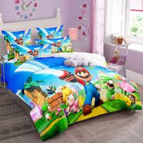 Žaidimų veikėjai Super Bros Antklodės užvalkalas Animacinis Supers M-Mario Lovos komplektas Vaikams Skirti antklodės užvalkalai Pagalvės užvalkalas 2/3 vnt. Viengulis Twin 135x200cm-2pcs