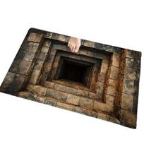 3D optinės iliuzijos kilimėlis ant grindų Nuostabus 3D vizualinis neslystantis kilimas su efektiniu dizainu Plotinis kilimas 60x90cm B black