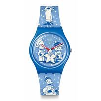Swatch DŽIAUGSMO ŽINIOS Gentės riešo laikrodis SO28Z126 mėlyna