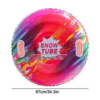 Adult children Inflatable Snow Tube Thickened PVC Heavy-Duty Hard-Bottom Snow Sled with Handles, Skiing Ring Winter Game Props raudona