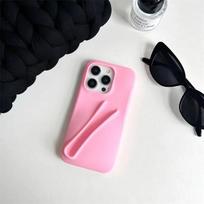 Lūpų dažai Makiažas Minkštas silikoninis telefono dėklas 16 14 15 Pro Max X Xs XR 11 13 12 Nešiojamas lūpų blizgio dėklas iPhone 13 rožinė