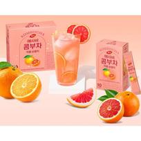Kombucha Tea Powder Stick Grapefruit Orange Flavor 5g x 30 Sachets Korean Style Citrus Fruit Tea 2box (60ea) beige