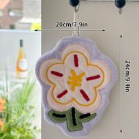 Flower Shape Hand Towel Super Absorbent Cleaning Cloth Bathroom Kitchen Hanging Hand Wipe Thicken Handkerchief Dishcloth Set AS PICTURE SHOW gray