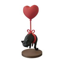 Cute Cat with Red Heart Balloon Figurine 3D Printed Romantic Love Heart Kitten Statue for Desk Shelf Decor Gifts for Cat Lovers