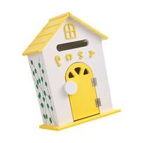 Wall Mount Mailbox Garden Wooden Post Box Mail Box 8.6x4.7x12.6inch Multifunctional Garden Decoration Farmhouse Letter Box geltona