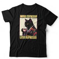 More Espresso Less Depresso Tshirt Unisex Coffee Barista Funny Cat Kitten Lover XL beige