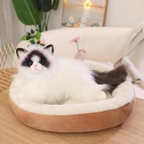 Imituota skudurinės katės lėlė pliušinis žaislas kačiuko lėlė vaikams raminanti skudurinės lėlės gimtadienio dovana 50cm（0.3kg） balta