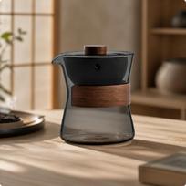 Glass Teapot with Ceramic Infuser | spacesavingSaving Design, Infuser, for Travel Black_with Lid black