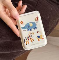 Cartoon Elephant MAGsafe Leather Card Holder Apple Phone Case Single Card Holder white