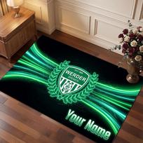 Werder Bremen FC Custom Crystal Velvet Rug, Personalized Name Text Print, Football Logo Soft Non‑Slip Floor Mat Home Decor Gift 40cmx60cm