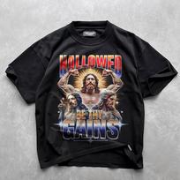 Hallowed Be Thy Gains T-Shirt: Funny Christian Gym Workout Tee 3XL black