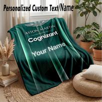 Aston Martin Custom Flannel Throw Blanket Print Your Name Text Soft Warm Blanket Holiday Present 80cmx120cm blue