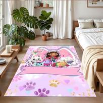 Anti‑Slip Crystal Velvet Floor Rug, Gabby's Dollhouse Design Carpet for Indoor Living Bedroom Home Decoration 80cmx120cm