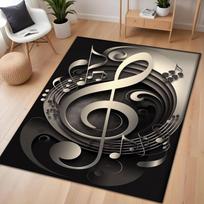 Music Note Area Rug Colorful Treble Clef Carpet – Modern Musical Decor for Studio Living Room or Music Teacher Gift 40x60cm