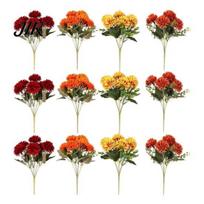 Fade Resistant Fake Flowers for Office Artificial Mums Outdoor, UV Fall Chrysanthemums Decorative Faux Modern Home Marigold Plant, Autumn Floral 12pcs brown