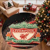 Liverpool F.C Pattern Round Rug, Indoor/Outdoor Mat, for Picnic, Gameroom, Bedroom, Office, Living Room, Home Decor Carpet, Birthday Gift 80cmx80cm brown