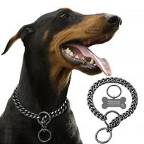 18K Gold Chain Dog Collar 10MM Cuban Link Chain Stainles Steel Metal Links Walking Training Collar Choker for Small Medium Large 22inch(55cm)