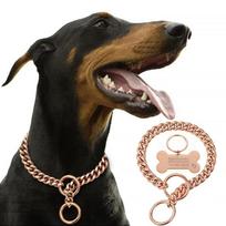 18K Gold Chain Dog Collar 10MM Cuban Link Chain Stainles Steel Metal Links Walking Training Collar Choker for Small Medium Large 22inch(55cm)