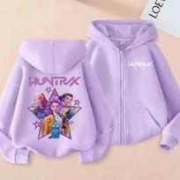KP Op Hun Ters Zipper Hoodie Cartoon Girls Coat Fashion Thin Clothes Purple Autumn Hoodie Jacket Kids Anime Sweatshirt Gift 120 gray