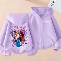 KP Op Hun Ters Zipper Hoodie Cartoon Girls Coat Fashion Thin Clothes Purple Autumn Hoodie Jacket Kids Anime Sweatshirt Gift 110 gray