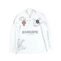 DRIPX Retro ilgomis rankovėmis polo marškinėliai Y2k laisvalaikio laisvi su raidžių raštais siuvinėjimu T-shirt'ai Street bliuzonas vyriški medvilnės trikotažas atlapai golfo XXL white