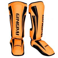 Martial Arts Shin Guards Muay Thai Boxing Taekwondo Kickboxing With Ankle Support PU Foam Padding Large black