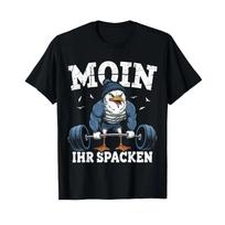 Funny Moin Ihr Spacken Bodybuilding Seagull Fitness Gym T Shirt vintage Washed Stretched Slightly Comfortable Casual 5XL įvairiaspalvis