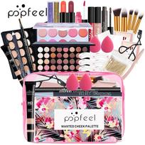 28Pcs Makeup Set Eyeshadow Lipstick Eyebrow Concealer Powder Brush Complete Makeup For Women Female Beginner Student Full Set pink