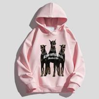 Rudens unisex sportinė apranga su gobtuvu Dobermano spausdinimu Retro megztiniai gobtuvai Madingi laisvalaikio poros gatvės drabužiai Unisex dideli drabužiai XL gray