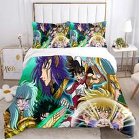 Admire Saint Seiya Pattern Cartoon Duvet Cover Set HD Comforter Cover for Kids Bedding Sets Bedclothes Bedroom Decor Baby 120x150cm blue