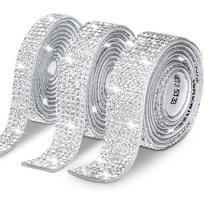 Pasidaryk pats lipni cirkonio juostelė dekoratyviniam klijavimui ant drabužių, žaislų, automobilių ar rekvizito 2 rows - 0.5cm wide sidabro baltos spalvos